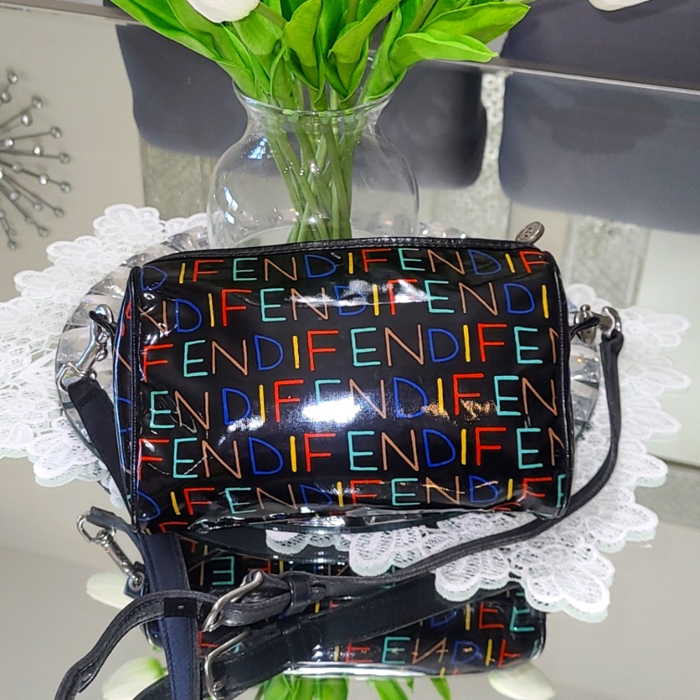 **FENDI MONOGRAM**MULTICOLOR**PATENT LEATHER HANDBAG/CROSSBODY**VERY RARE